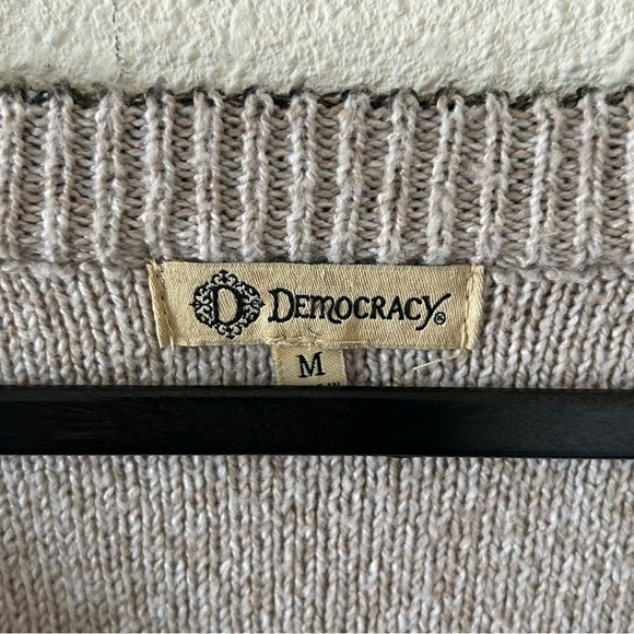 Democracy Women’s Knit Sweater Sz Medium Beige Cozy Grandpa Boho Fall Lagenlook - Picture 8 of 12